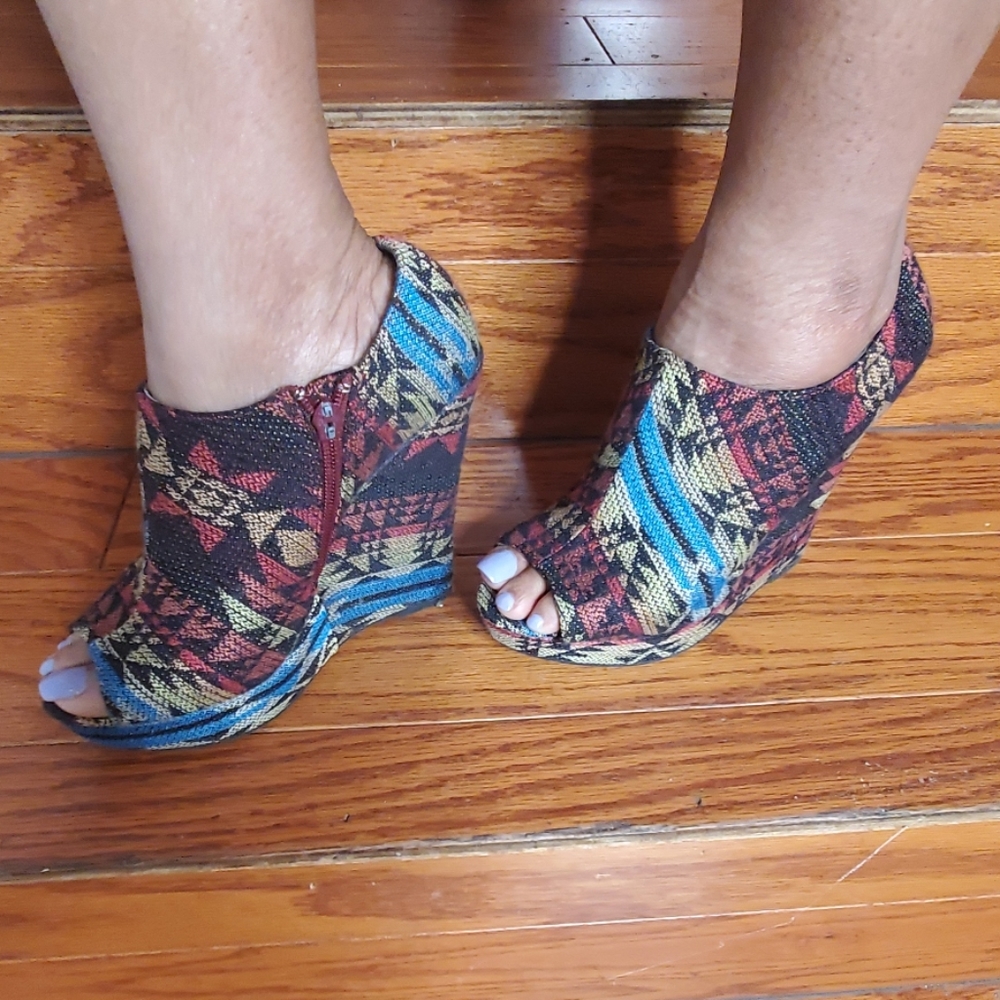 Colorful Wedge Booties